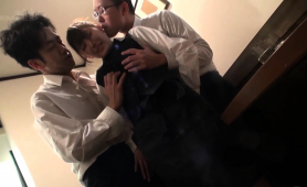 Sweet Oriental Babe In Uniform Enjoys A Hardcore Threesome