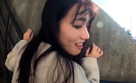 Asian Nympho Treated To A Deep Doggystyle Pounding Outside