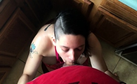 Buxom Wife Puts Her Blowjob And Titjob Talents To The Test