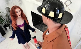 Firefighter Puts Out Redhead Milf's Fire With His Big Cock
