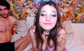 Adorable Brunette Teen Has Fun With Her Boyfriend On Webcam