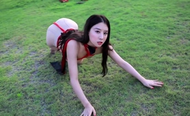 Bondage Training Session Outdoors For Sexy Slim Asian Girl